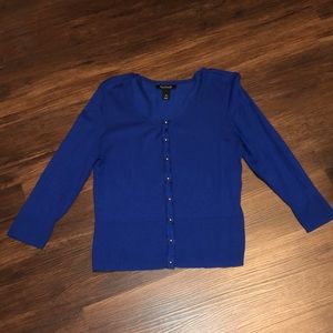 WHBM gemstone blue cardigan three-quarter sleeve M